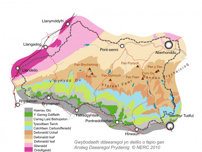 Map daearegol o Geoparc