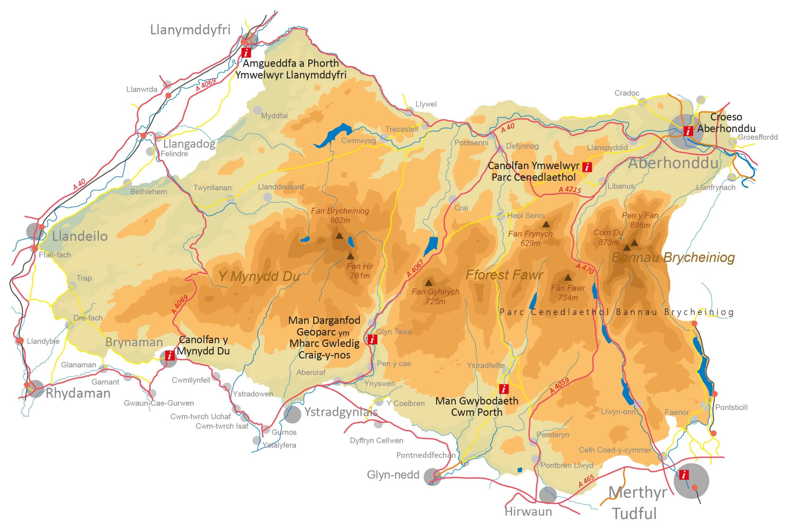 Map Geoparc y Fforest Fawr